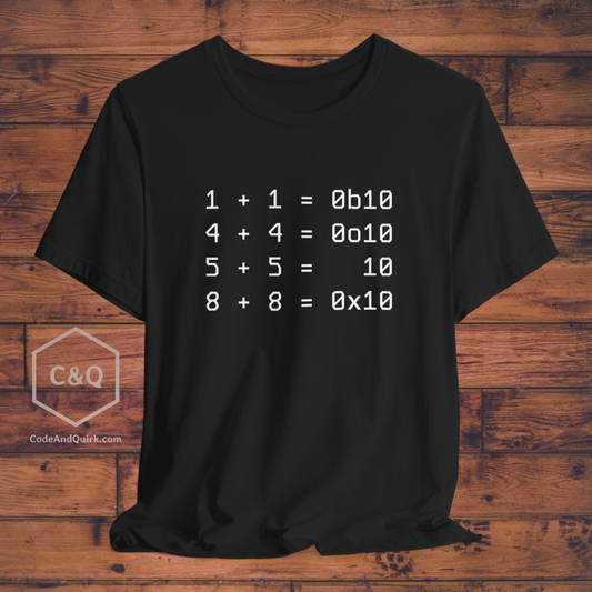 Geeky T-Shirt with binary, octal, decimal, hexadecimal additions