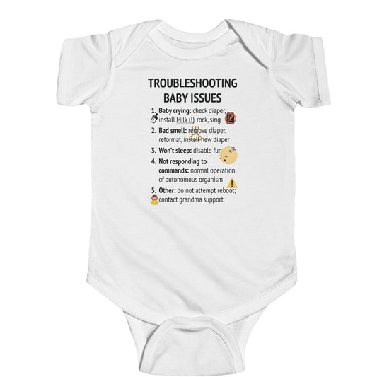 Baby Issue Troubleshooting Steps, Geeky Fine Jersey Baby Bodysuit