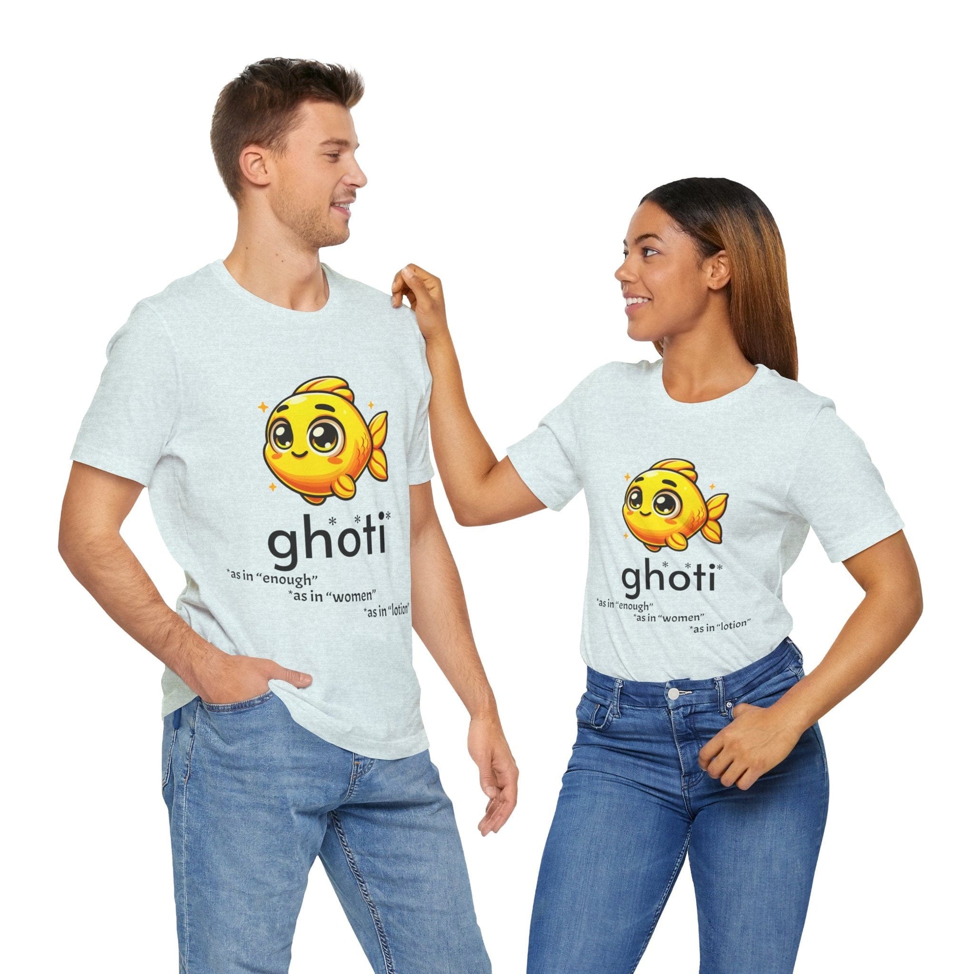 T-Shirt Fish/Ghoti English Pronunciation Joke T-Shirt for language geeks, Unisex Jersey Short Sleeve Tee