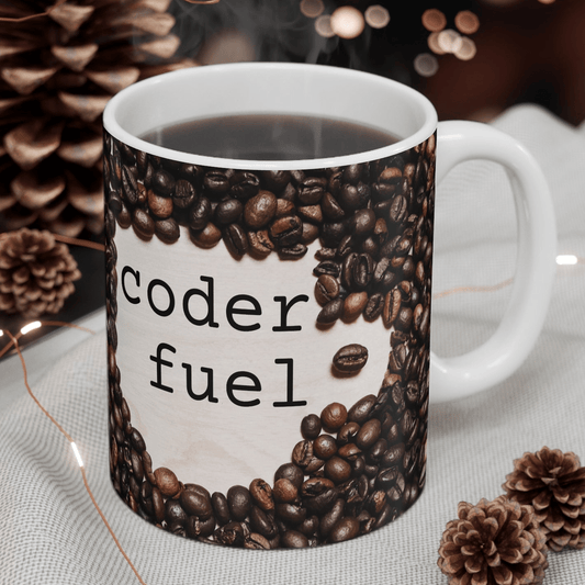 Mug 11oz Coder Fuel Coffee Mug With Coffee Beans