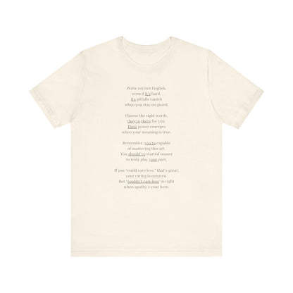 Correct English rhymed poem T-Shirt - Unisex Jersey Short Sleeve Tee