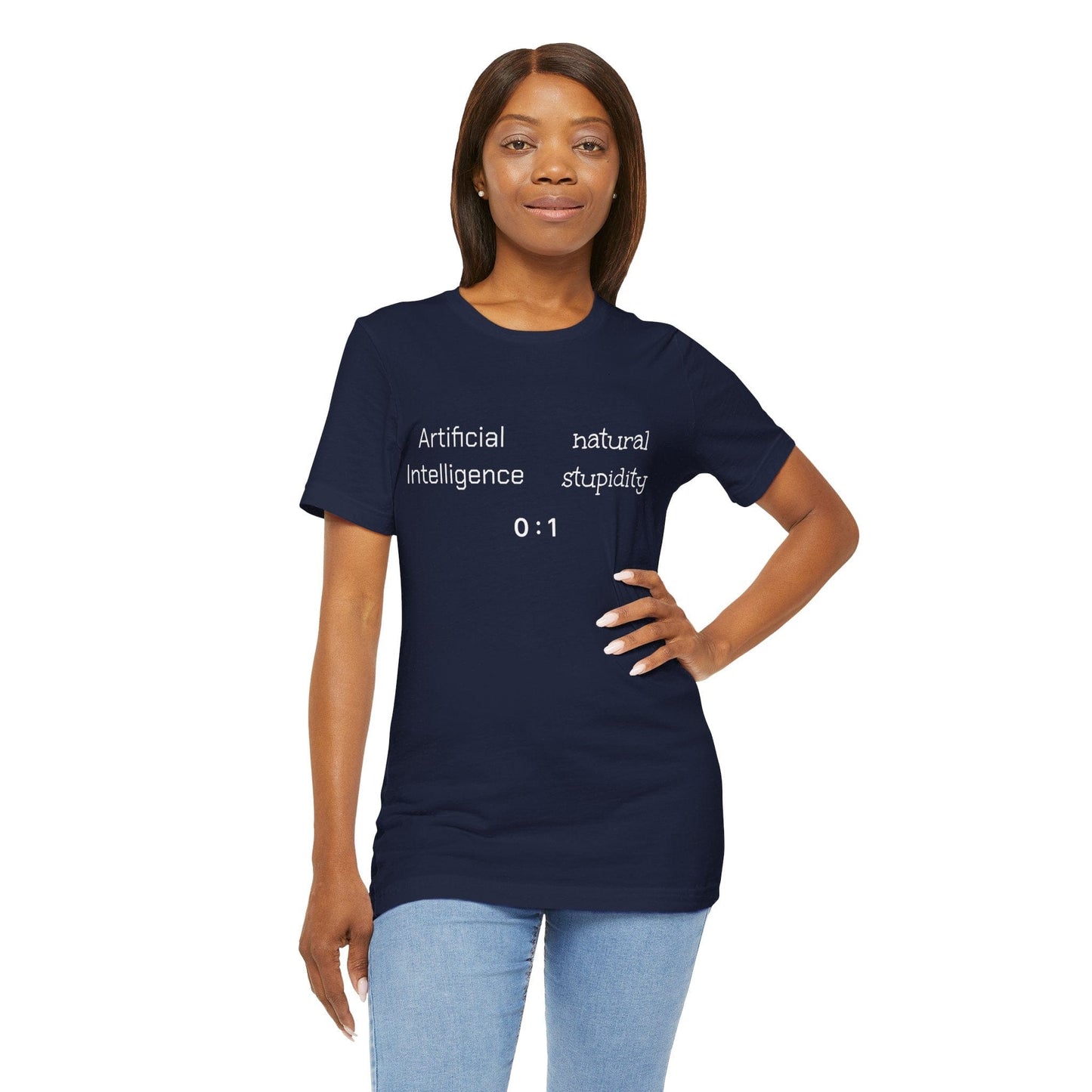 T-Shirt Navy / S Artificial Intelligence vs Natural Stupidity T-Shirt, Unisex Jersey Short Sleeve Tee