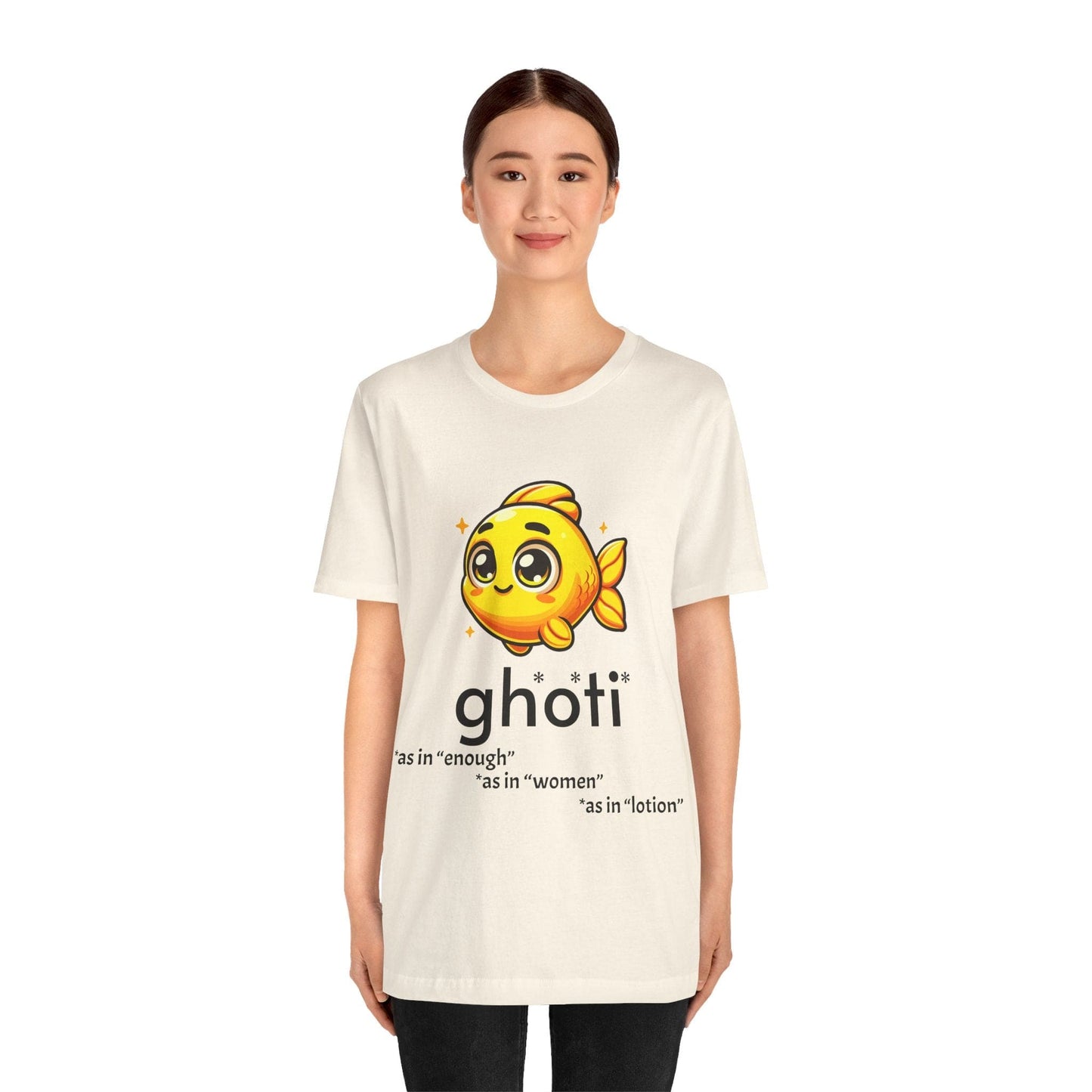 T-Shirt Fish/Ghoti English Pronunciation Joke T-Shirt for language geeks, Unisex Jersey Short Sleeve Tee