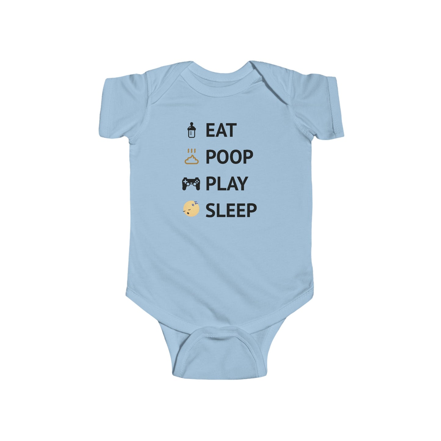 Eat, Poop, Play, Sleep - Geeky Fine Jersey Baby Bodysuit