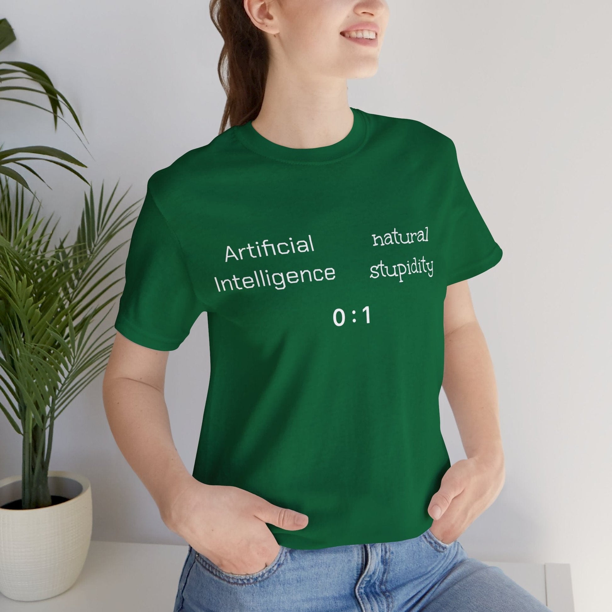 T-Shirt Artificial Intelligence vs Natural Stupidity T-Shirt, Unisex Jersey Short Sleeve Tee