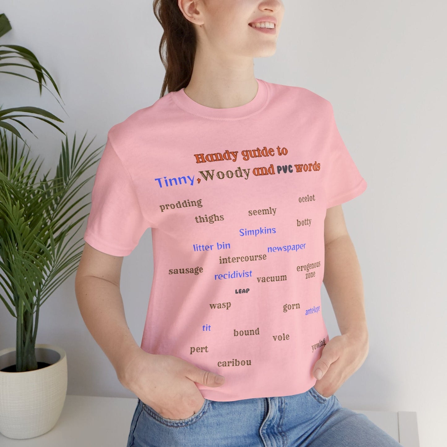 T-Shirt Pink / S Woody and Tinny Words Monty Python T-shirt, Unisex Jersey Short Sleeve Tee