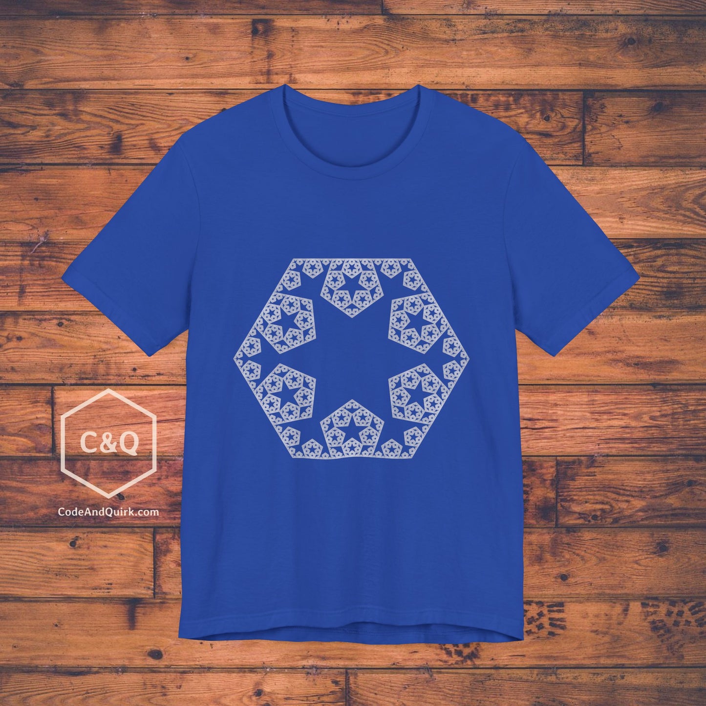 Fractal 6-point star hexagon pattern geeky T-shirt