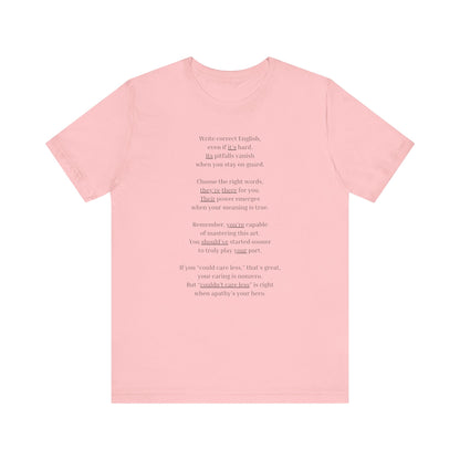 Correct English rhymed poem T-Shirt - Unisex Jersey Short Sleeve Tee