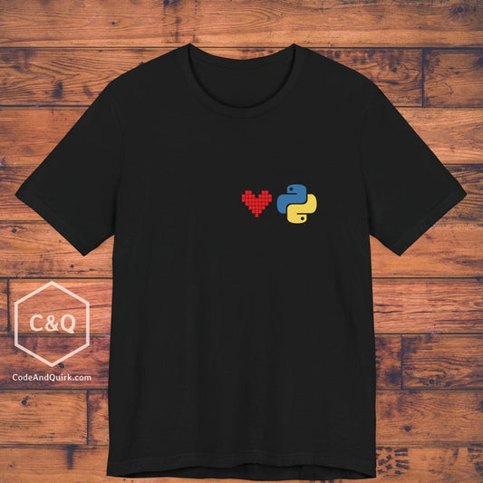 Python Logo and Heart understated programmer's T-Shirt